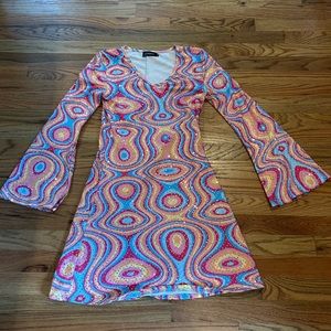 Clarisbelle Womens Dress Sequined Flare Sleeve Retro Disco Festival, Size XS